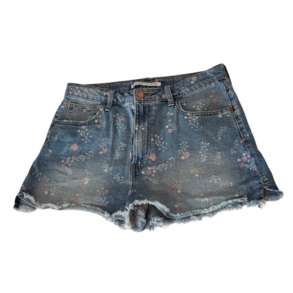 Celebrity Pink High Rise Floral Print Denim Shorts Juniors 15/32